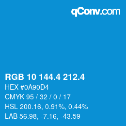 カラーコード: RGB 10 144.4 212.4 | qconv.com