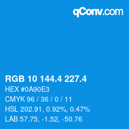 カラーコード: RGB 10 144.4 227.4 | qconv.com