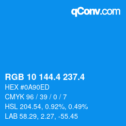 カラーコード: RGB 10 144.4 237.4 | qconv.com