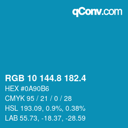 カラーコード: RGB 10 144.8 182.4 | qconv.com