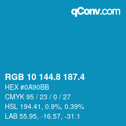 カラーコード: RGB 10 144.8 187.4 | qconv.com