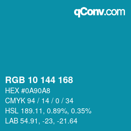 Color code: RGB 10 144 168 | qconv.com