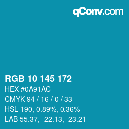 カラーコード: RGB 10 145 172 | qconv.com