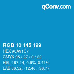 Color code: RGB 10 145 199 | qconv.com