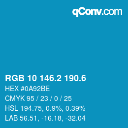 カラーコード: RGB 10 146.2 190.6 | qconv.com