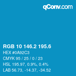 カラーコード: RGB 10 146.2 195.6 | qconv.com
