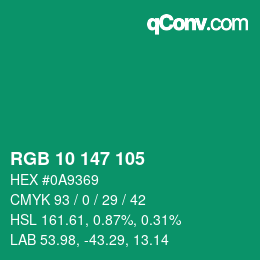 Color code: RGB 10 147 105 | qconv.com