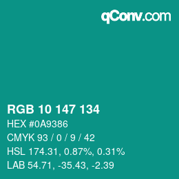 Color code: RGB 10 147 134 | qconv.com