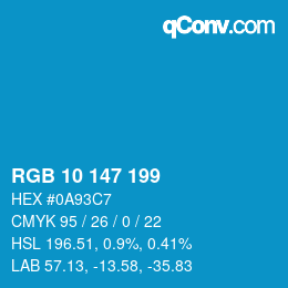 Color code: RGB 10 147 199 | qconv.com