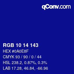 颜色代码: RGB 10 14 143 | qconv.com