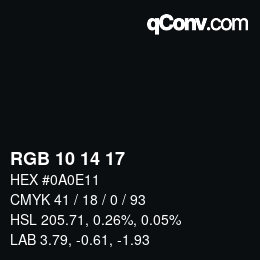 カラーコード: RGB 10 14 17 | qconv.com