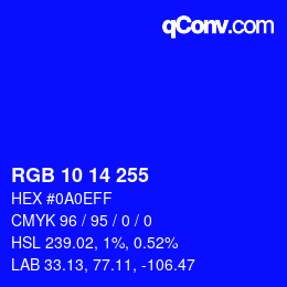 カラーコード: RGB 10 14 255 | qconv.com