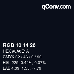 颜色代码: RGB 10 14 26 | qconv.com
