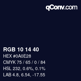 カラーコード: RGB 10 14 40 | qconv.com