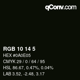 カラーコード: RGB 10 14 5 | qconv.com