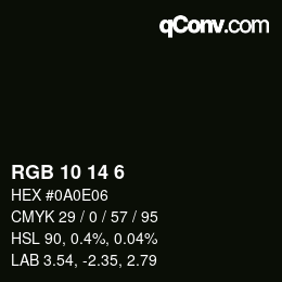 颜色代码: RGB 10 14 6 | qconv.com