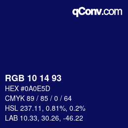 Color code: RGB 10 14 93 | qconv.com