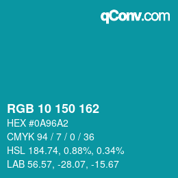 Color code: RGB 10 150 162 | qconv.com