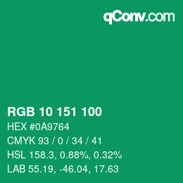 Color code: RGB 10 151 100 | qconv.com