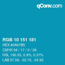 Color code: RGB 10 151 181 | qconv.com