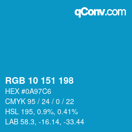 Color code: RGB 10 151 198 | qconv.com