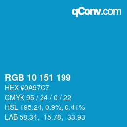 Farbcode: RGB 10 151 199 | qconv.com