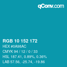 Color code: RGB 10 152 172 | qconv.com