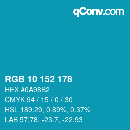 Color code: RGB 10 152 178 | qconv.com