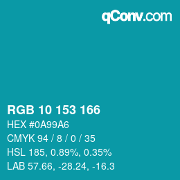 Color code: RGB 10 153 166 | qconv.com