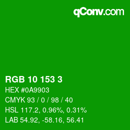 Color code: RGB 10 153 3 | qconv.com