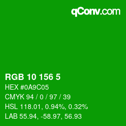 Color code: RGB 10 156 5 | qconv.com