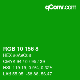 Color code: RGB 10 156 8 | qconv.com