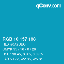カラーコード: RGB 10 157 188 | qconv.com