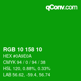 Color code: RGB 10 158 10 | qconv.com