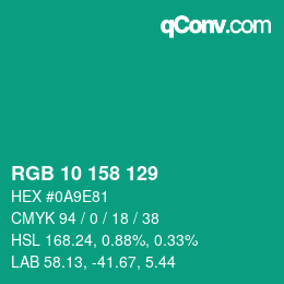 Color code: RGB 10 158 129 | qconv.com