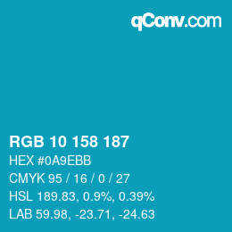 カラーコード: RGB 10 158 187 | qconv.com