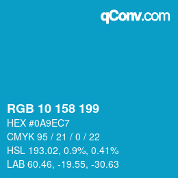 カラーコード: RGB 10 158 199 | qconv.com