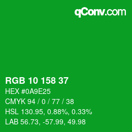 Color code: RGB 10 158 37 | qconv.com