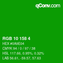 Color code: RGB 10 158 4 | qconv.com