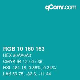 Color code: RGB 10 160 163 | qconv.com