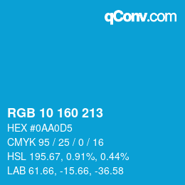 Color code: RGB 10 160 213 | qconv.com