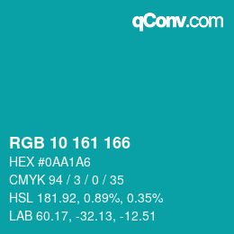 Color code: RGB 10 161 166 | qconv.com