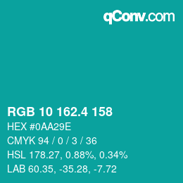 カラーコード: RGB 10 162.4 158 | qconv.com