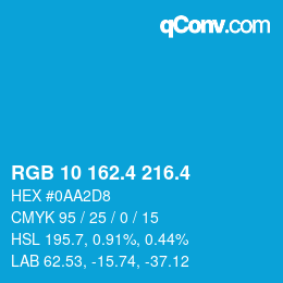 カラーコード: RGB 10 162.4 216.4 | qconv.com