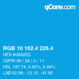 カラーコード: RGB 10 162.4 226.4 | qconv.com
