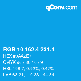 カラーコード: RGB 10 162.4 231.4 | qconv.com