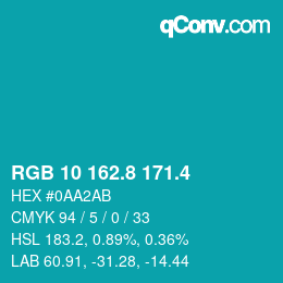 カラーコード: RGB 10 162.8 171.4 | qconv.com
