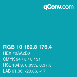 カラーコード: RGB 10 162.8 176.4 | qconv.com