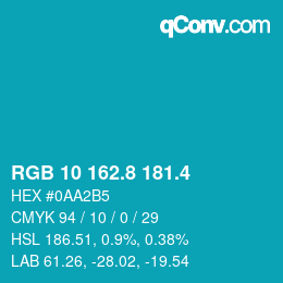 カラーコード: RGB 10 162.8 181.4 | qconv.com