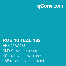 カラーコード: RGB 10 162.8 182 | qconv.com